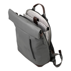 Lieblingstasche Wakayama grey rolltop backpack with brown leather accents and patterned interior lining