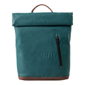 Lieblingstasche Wakayama rolltop backpack in petrol green with brown leather accents and front zipper pocket