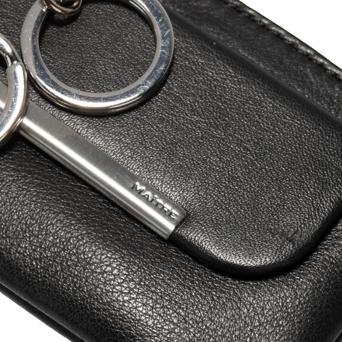 Lieblingstasche black leather keycase with silver hardware and a metal key fob.