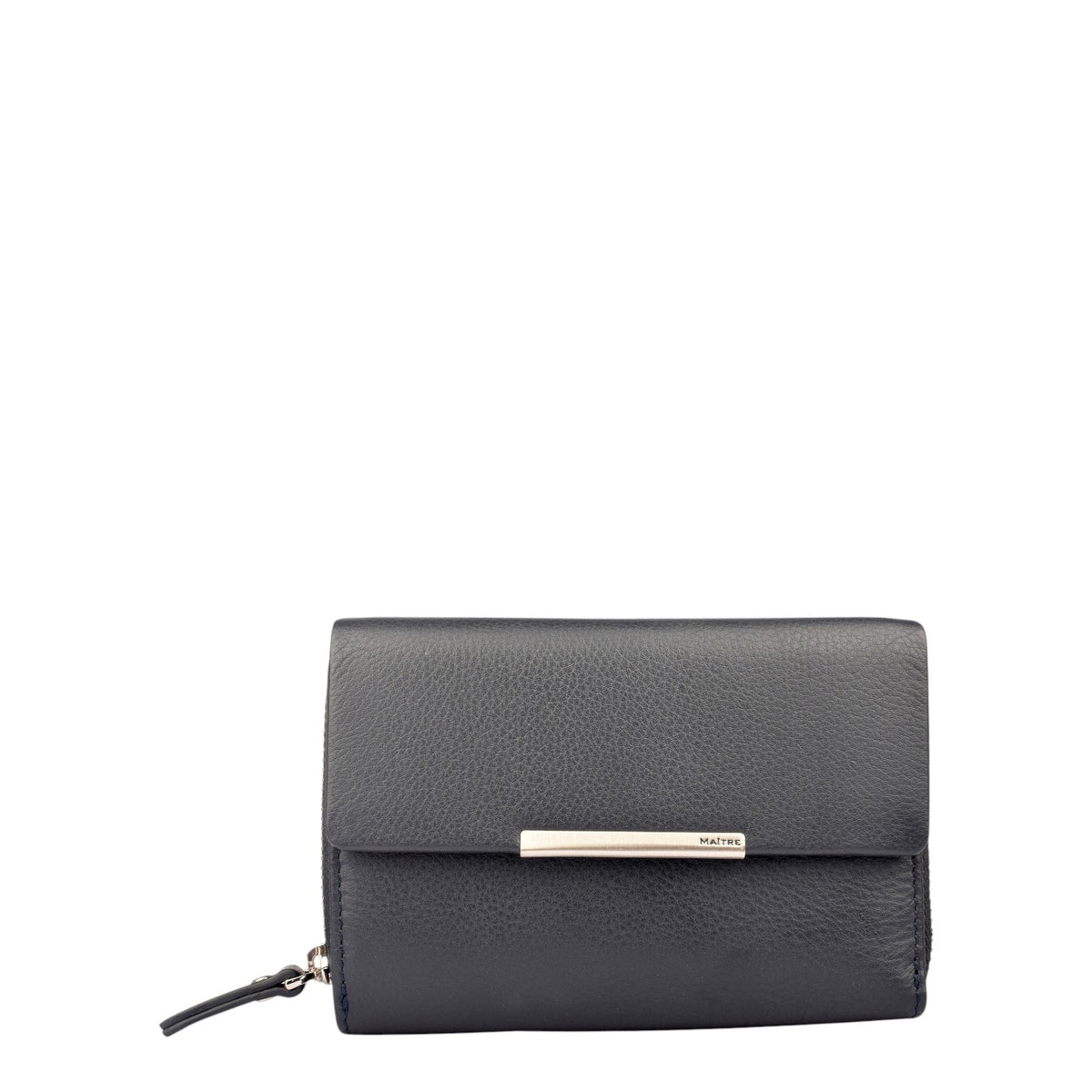 Lieblingstasche black leather tri-fold purse with silver hardware and zip detail