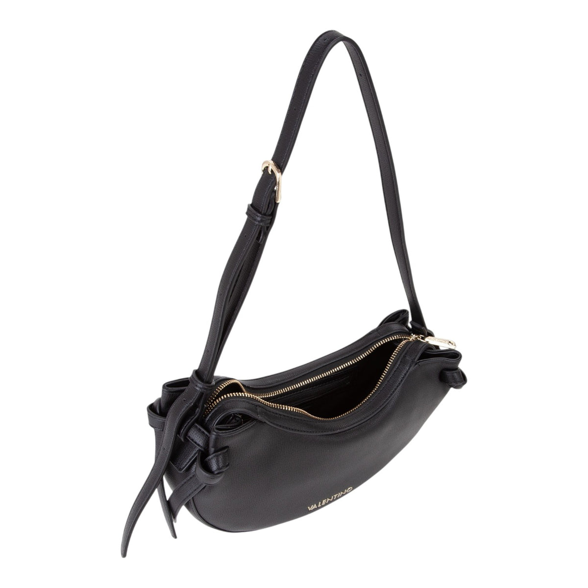 Lieblingstasche black leather shoulder bag with gold hardware and knot detail.
