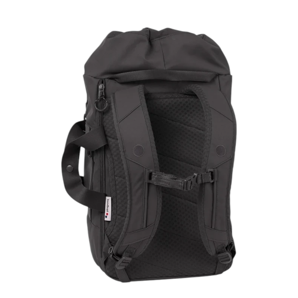 Lieblingstasche Blok Medium black backpack with padded shoulder straps and breathable mesh back panel