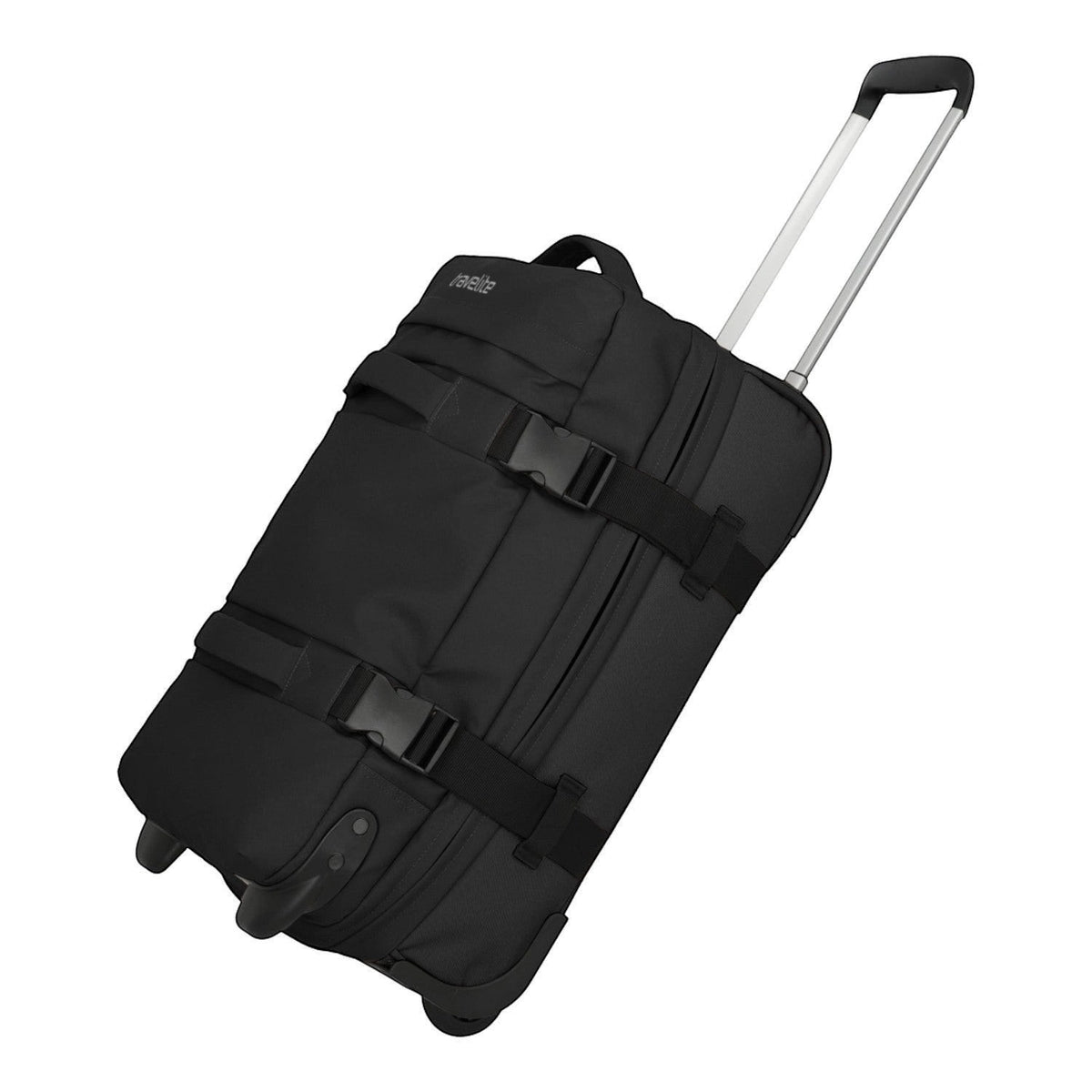 Lieblingstasche BOLONIA S black rolling travel bag with telescopic handle and buckle straps