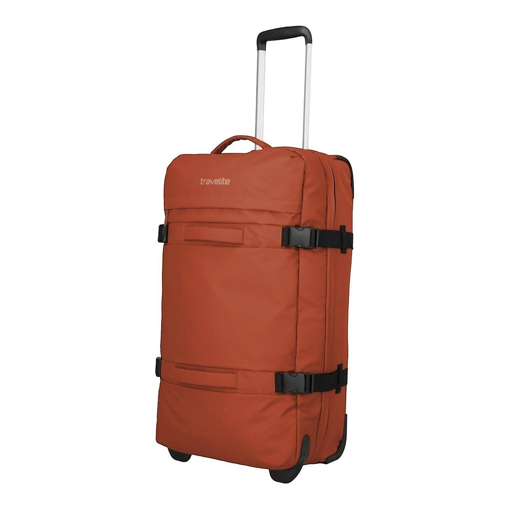 Lieblingstasche BOLONIA L orange travel bag with wheels and telescopic handle, durable fabric with compression straps.