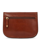 Lieblingstasche brown leather crossbody bag with multiple compartments and a zip pocket.