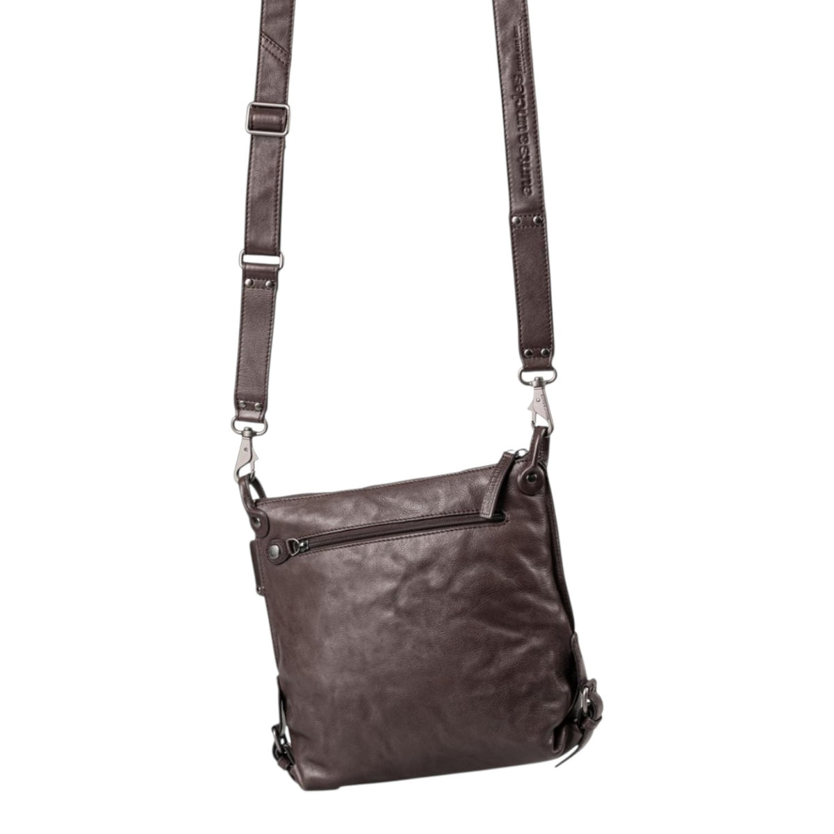 Lieblingstasche Mrs. Raisin Cookie dark brown leather crossbody bag with adjustable strap and back zipper pocket