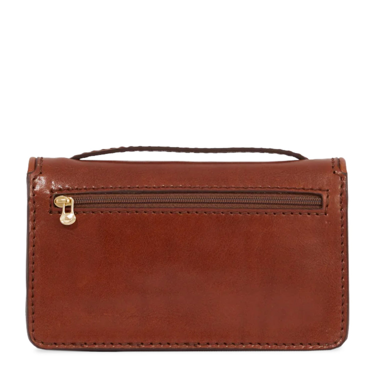 Lieblingstasche brown leather mini crossbody bag with zip pocket and top handle