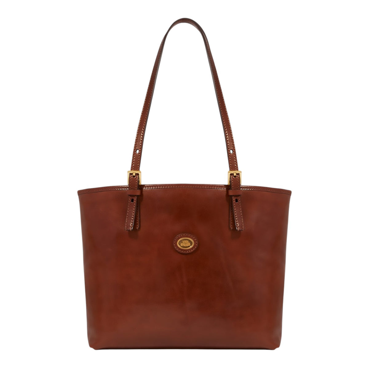 Lieblingstasche brown leather shopper bag with zip closure and gold-tone hardware.