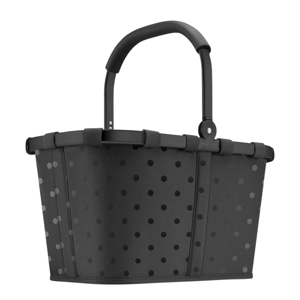 Lieblingstasche Carrybag shopping basket in black with grey polka dots, featuring a soft-grip aluminium handle.