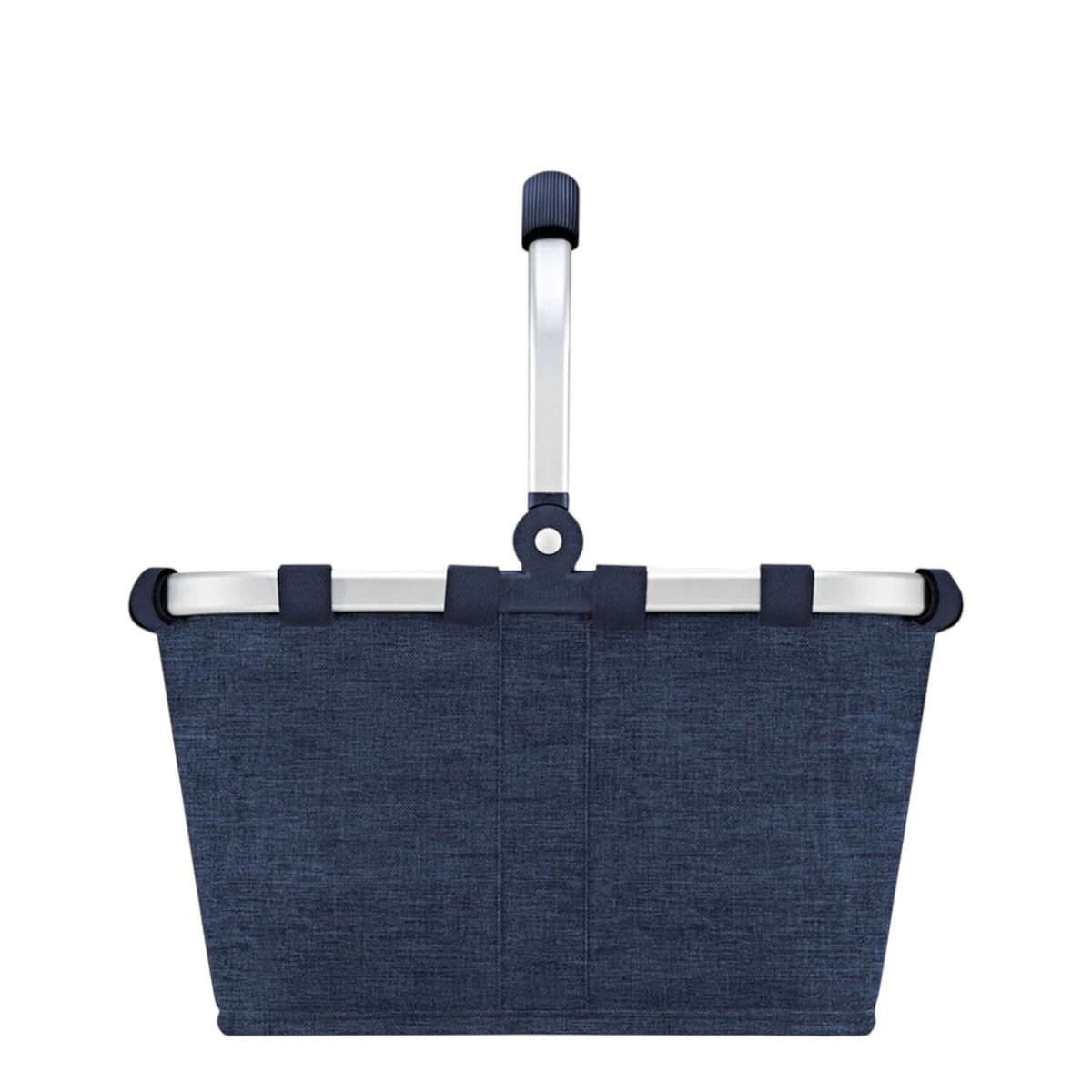 Lieblingstasche Carrybag XS in dark blue fabric with a silver aluminium frame and ergonomic handle