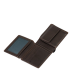 Lieblingstasche Clay brown leather wallet with a clear ID window and multiple card slots in an open view