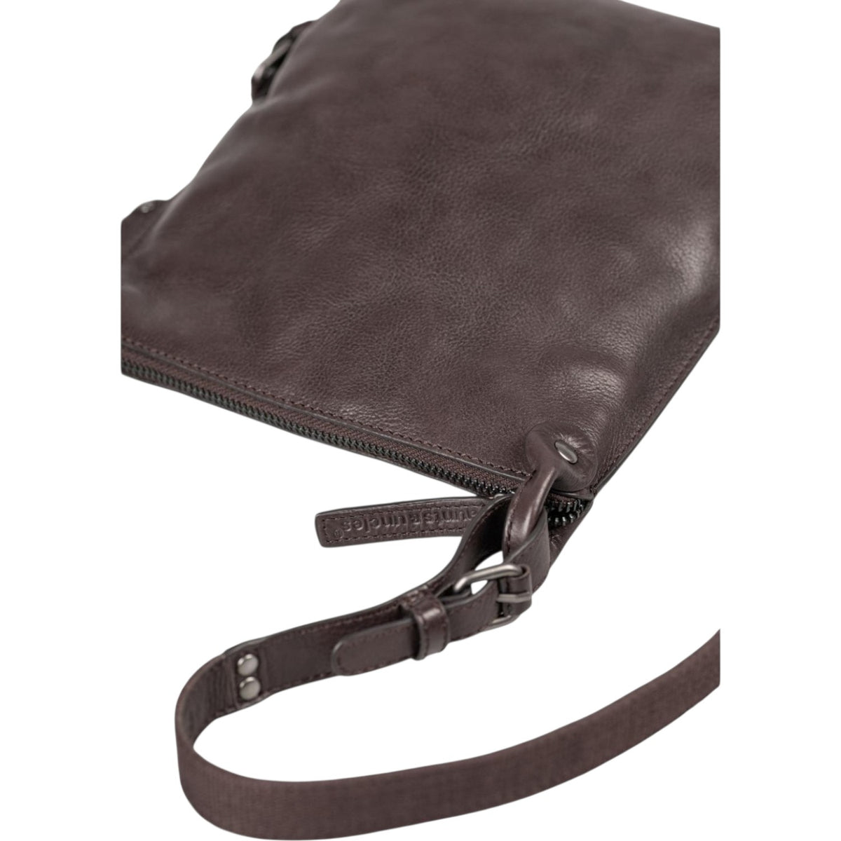Lieblingstasche Mrs. Chocolate Cookie dark brown leather crossbody bag with adjustable strap and zipper closure