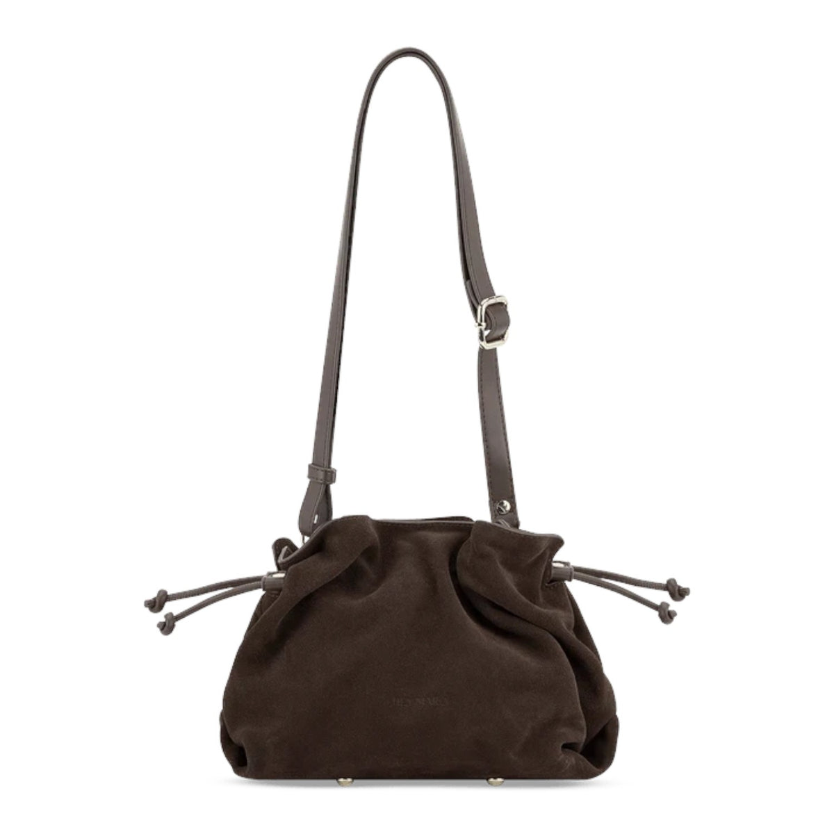 Lieblingstasche Cool Companion Suede S dark brown suede leather drawstring handbag with adjustable shoulder strap