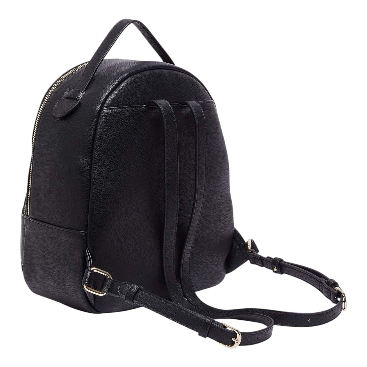 Lieblingstasche ECS Backpack M in black pebbled leather with adjustable straps and gold-tone hardware, rear view