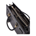 Lieblingstasche ECS Tote M in black leather with braided handles and gold-tone hardware, top view of interior