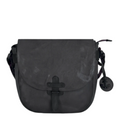Lieblingstasche Emmeline black leather crossbody bag with a flap closure and anchor charm detail
