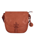 Lieblingstasche Emmeline brown leather saddle bag with a flap closure and a decorative anchor charm