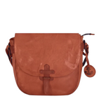 Lieblingstasche Emmeline brown leather saddle bag with a flap closure and a decorative anchor charm
