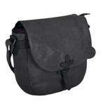 Lieblingstasche Emmeline dark grey leather crossbody bag with a flap closure and adjustable strap