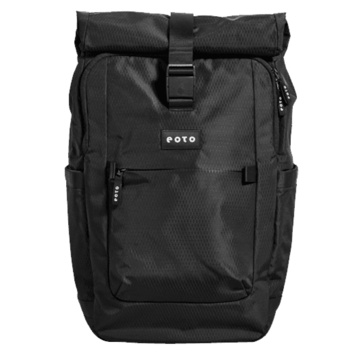 Lieblingstasche eoto Tall41 black rolltop travel backpack with 41L capacity, laptop compartment, and water-resistant fabric