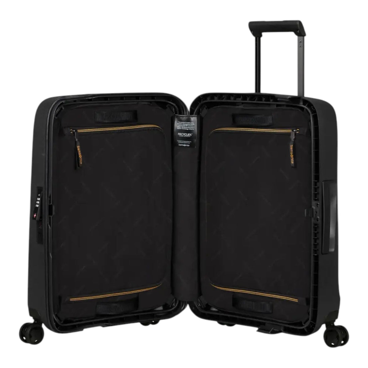 Lieblingstasche Essens Spinner 75/28 black suitcase with TSA lock and removable interior. Durable and lightweight.