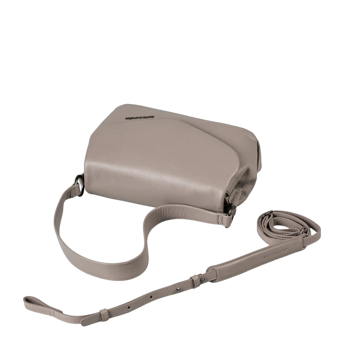 Lieblingstasche Fern taupe leather crossbody bag with adjustable strap and flap closure