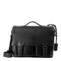 Lieblingstasche Finn black leather messenger bag with dual front buckles and top handle