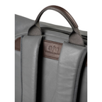 Lieblingstasche a/u by aunts & uncles Fukui backpack in grey coated canvas with brown leather details and shoulder straps