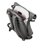 Lieblingstasche a/u by aunts & uncles Fukui grey rolltop backpack with leather details and open back zipper access