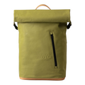 Lieblingstasche a/u Fukui rolltop backpack in olive green coated canvas with leather details and front zip pocket