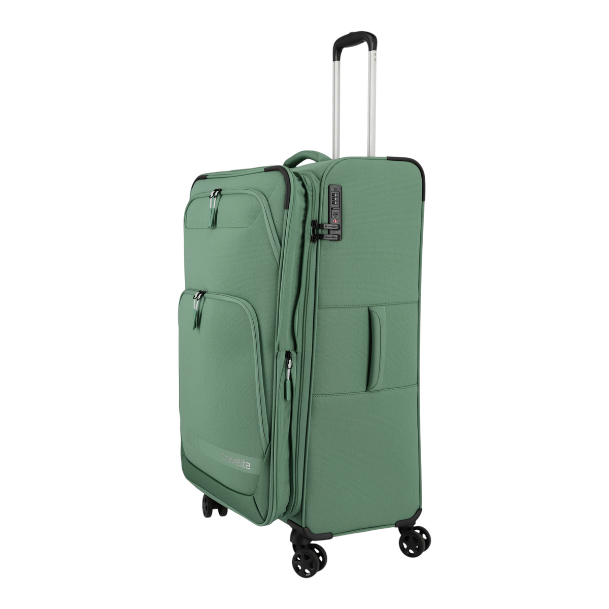 Lieblingstasche Kick Off large green 4-wheel expandable trolley suitcase with TSA lock and front pockets