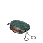 Lieblingstasche Jacy dark green leather key pouch with two metal key rings and a zippered main compartment.