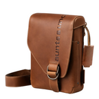 Lieblingstasche Jade brown leather crossbody bag with embossed logo and metal buckle closure