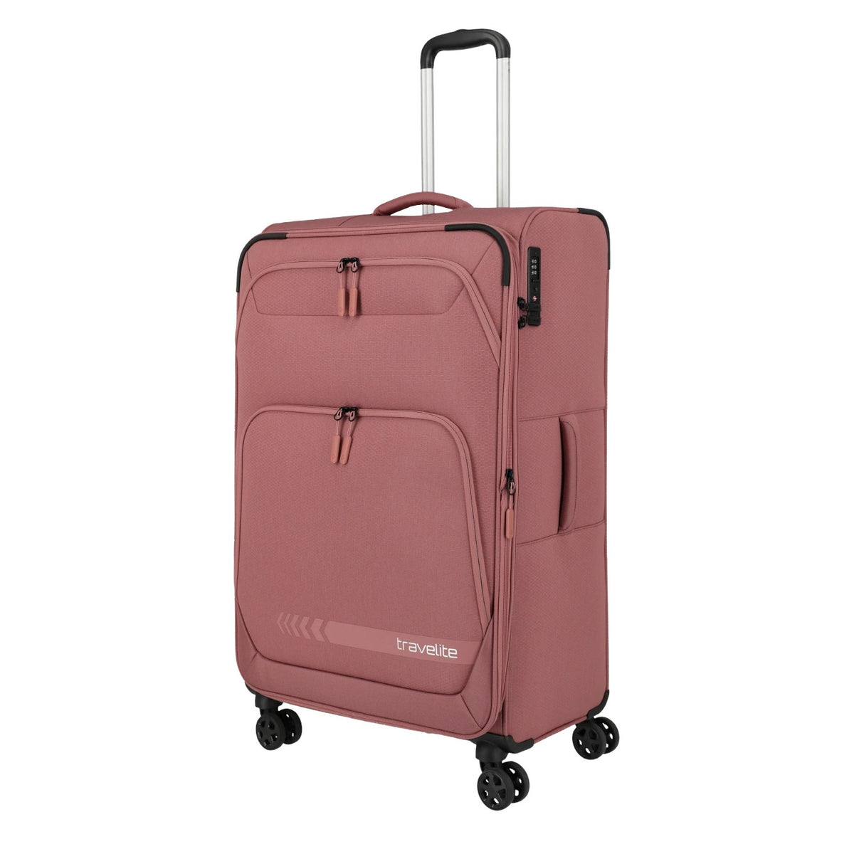 Lieblingstasche KICK OFF large expandable 4-wheel trolley suitcase in dusty rose fabric with front zip pockets