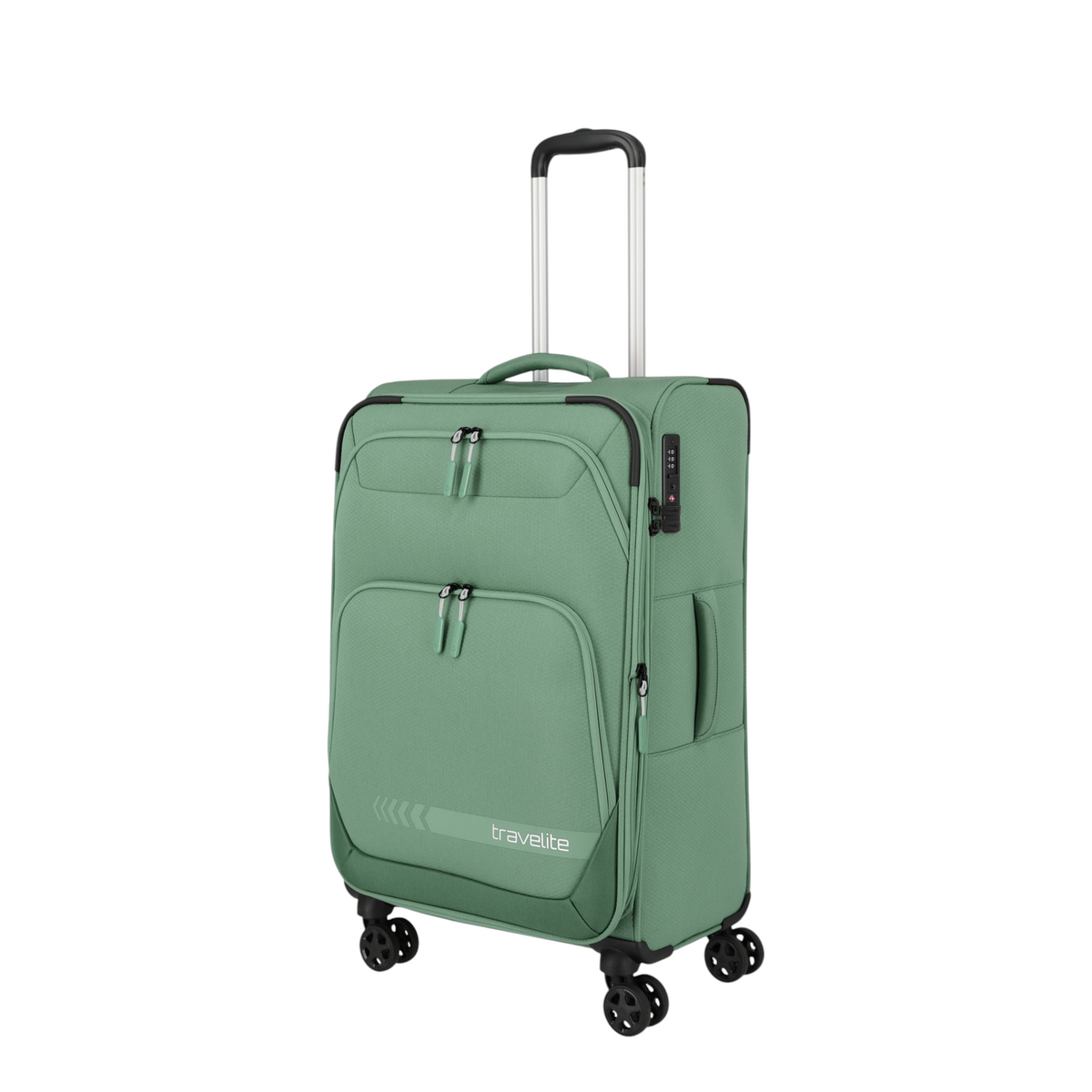 Lieblingstasche Kick Off medium green 4-wheel expandable trolley suitcase with TSA lock and front pockets