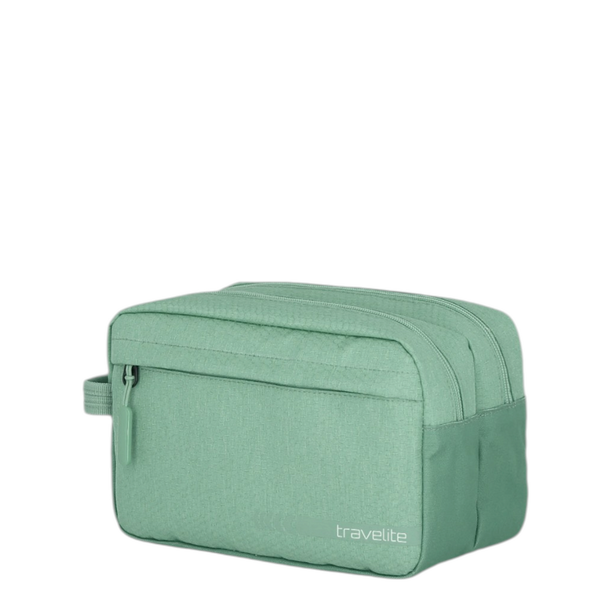 Lieblingstasche Kick Off sage green toiletry bag with a zippered front pocket and side handle