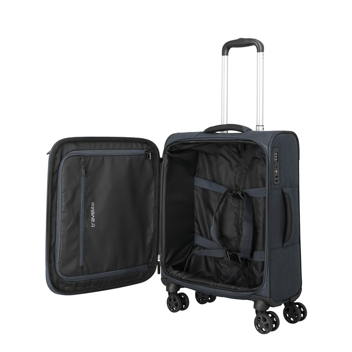Lieblingstasche KICK OFF small 4-wheel trolley suitcase in dark grey with open interior and TSA lock