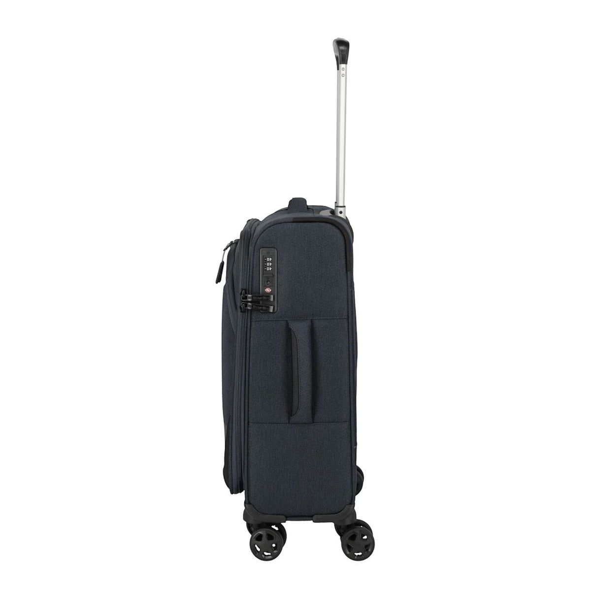 Lieblingstasche KICK OFF Trolley S in dark grey with four wheels, side handle, and integrated TSA combination lock.