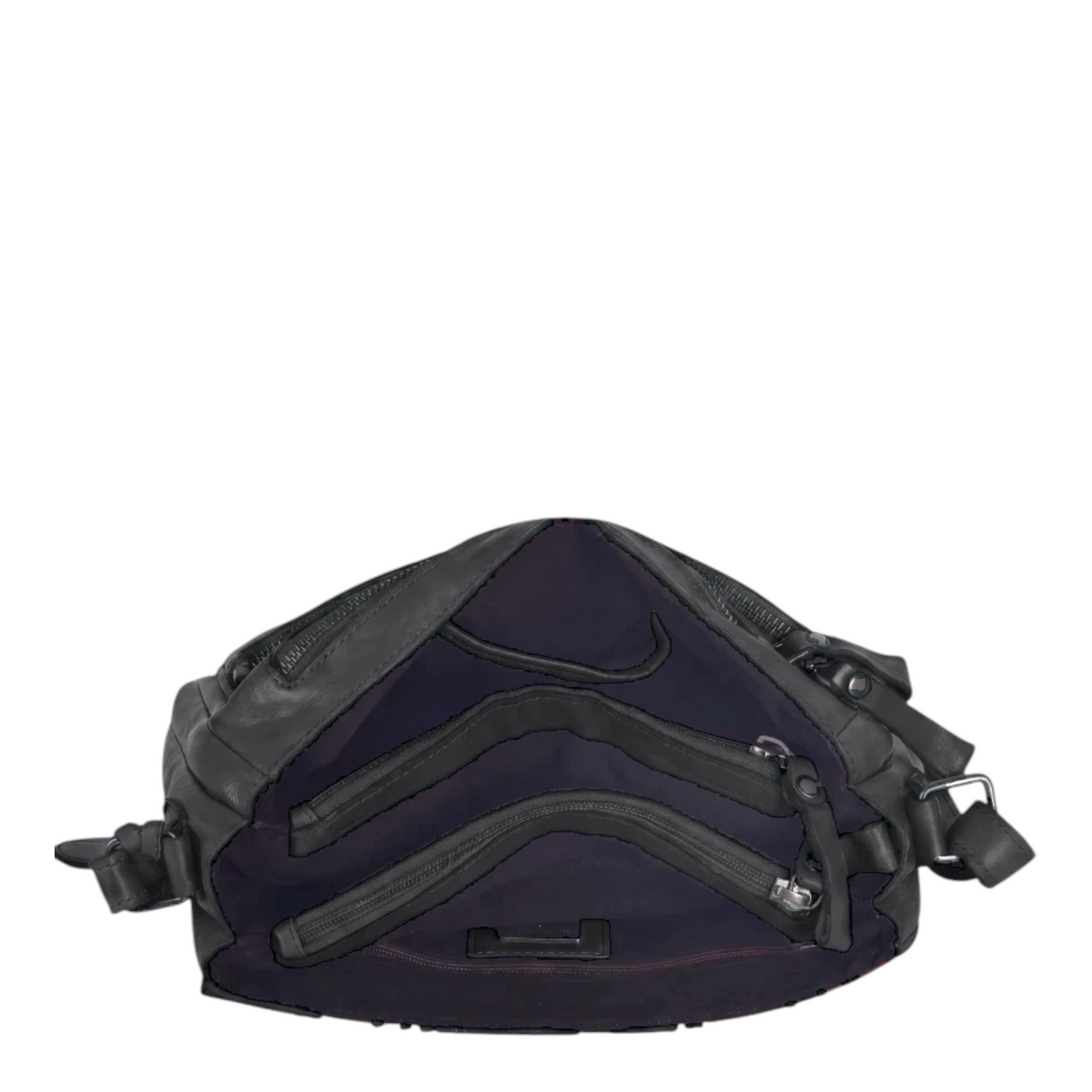 Lieblingstasche Laurel black leather crossbody bag with multiple zippered compartments and adjustable strap