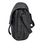 Lieblingstasche Laurel dark grey leather shoulder bag with side view and embossed anchor logo detail