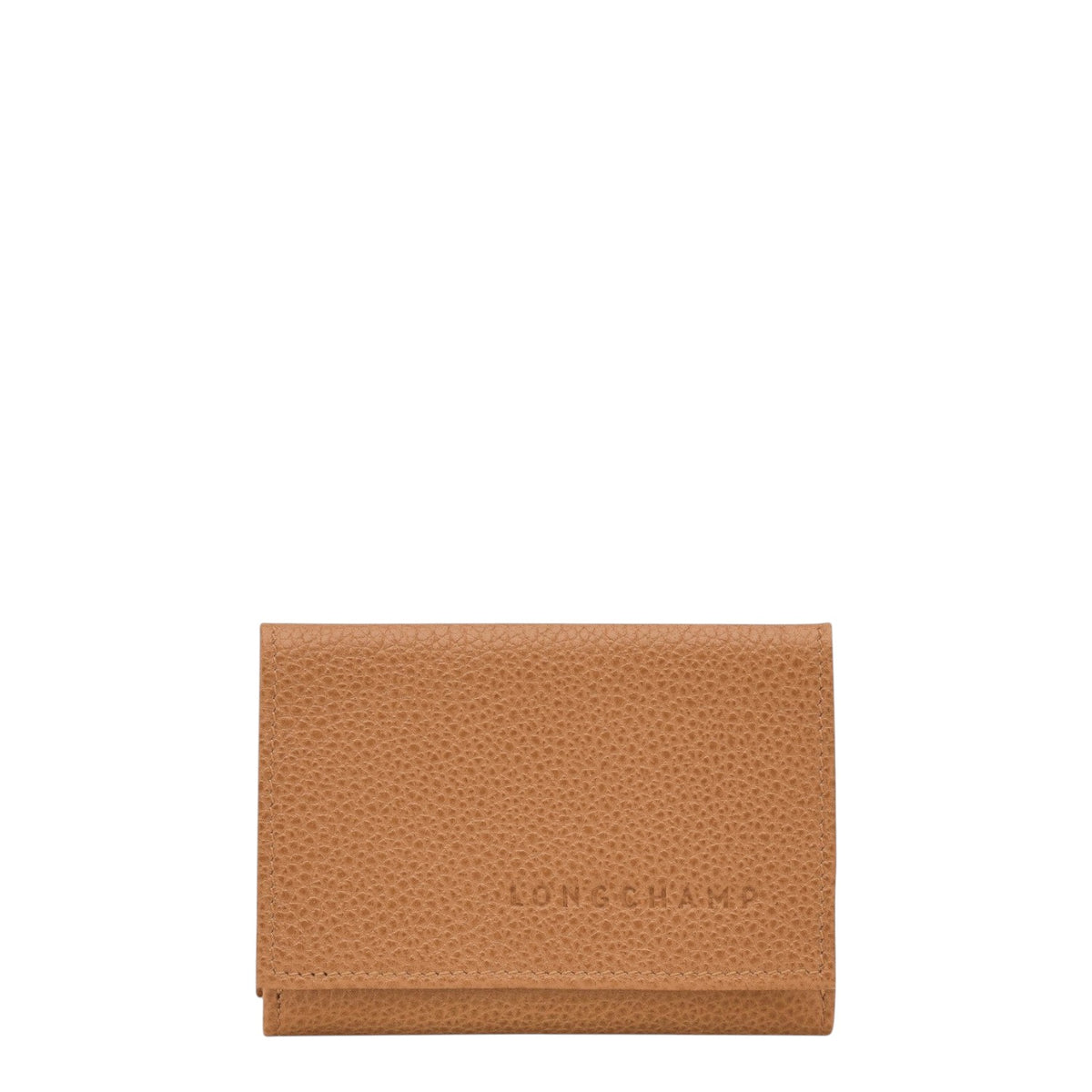 Lieblingstasche Le Foulonné cardholder in tan pebbled leather with embossed logo.