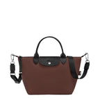 Lieblingstasche Le Pliage Energy small brown nylon handbag with black leather trim and rope detail