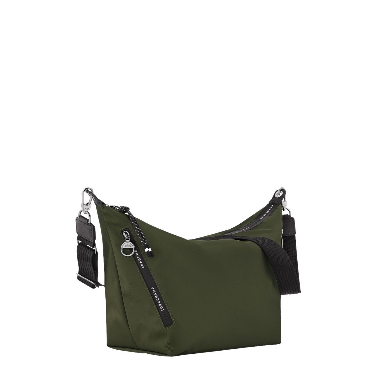 Lieblingstasche Le Pliage Energy olive green crossbody bag with black adjustable strap and branded zipper details