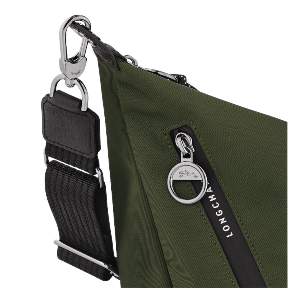 Lieblingstasche Le Pliage Energy olive green crossbody bag with black strap and silver hardware detail