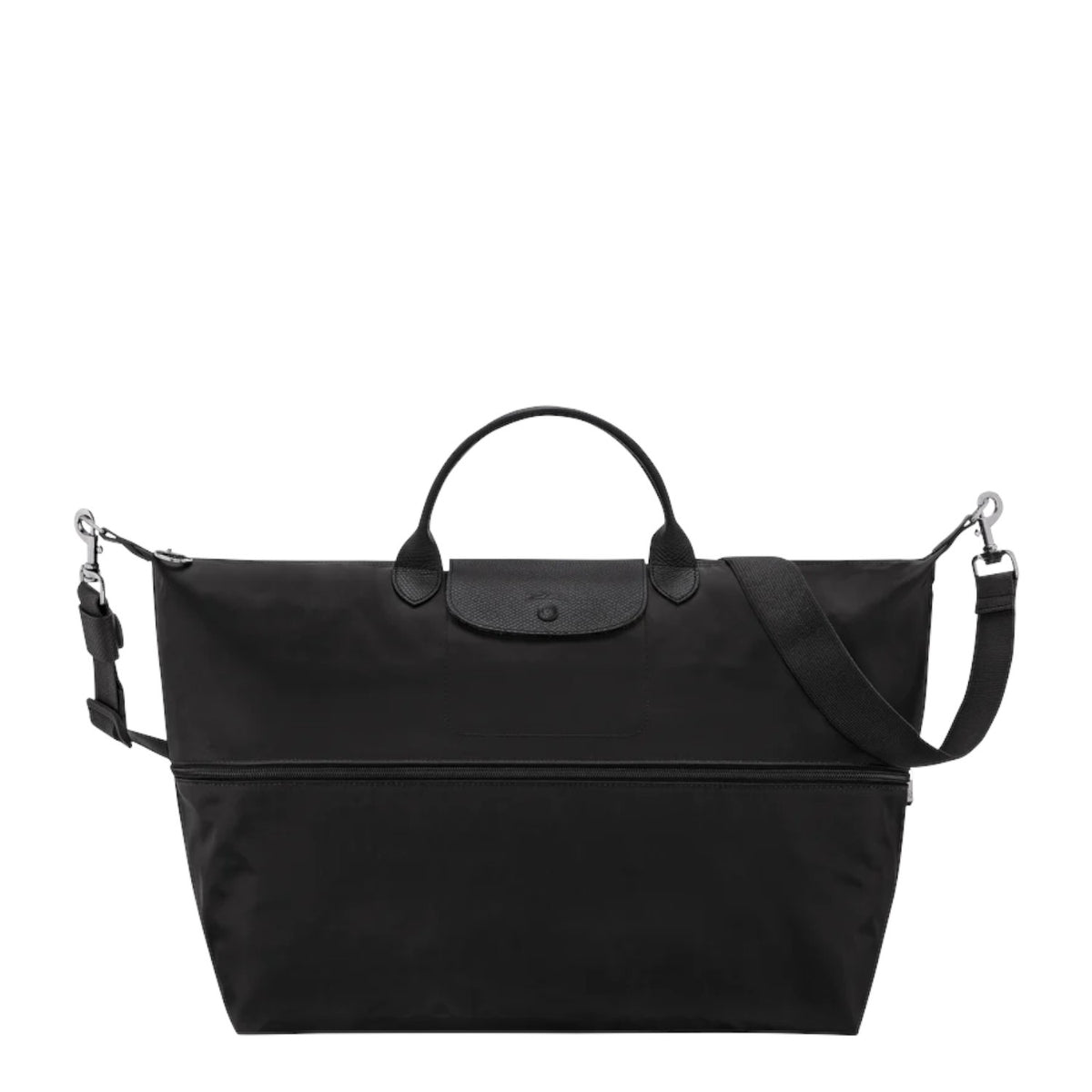 Lieblingstasche Le Pliage One black nylon travel bag with leather trim and adjustable strap.
