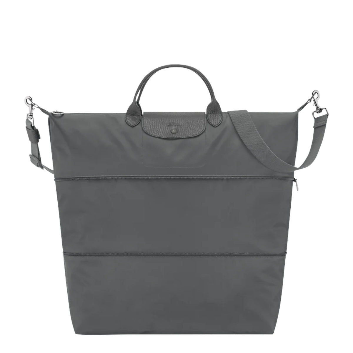 Lieblingstasche Le Pliage One grey nylon travel bag with leather trim and adjustable strap