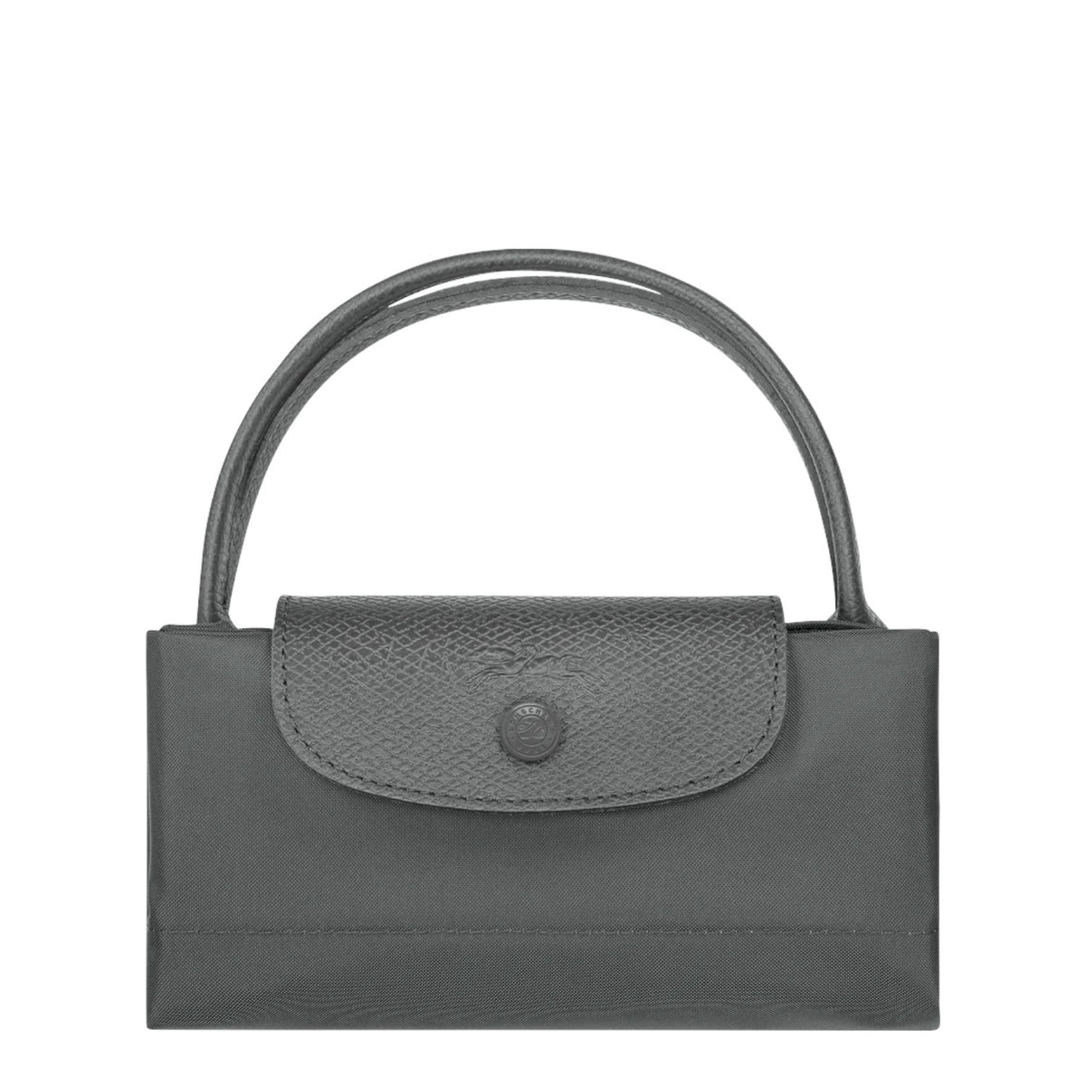 Lieblingstasche Le Pliage One handbag in grey nylon and leather with snap closure and embossed logo.