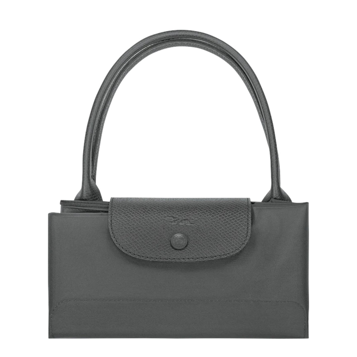 Lieblingstasche Le Pliage One Handtasche L, a grey nylon and leather tote bag with double handles and a snap closure.