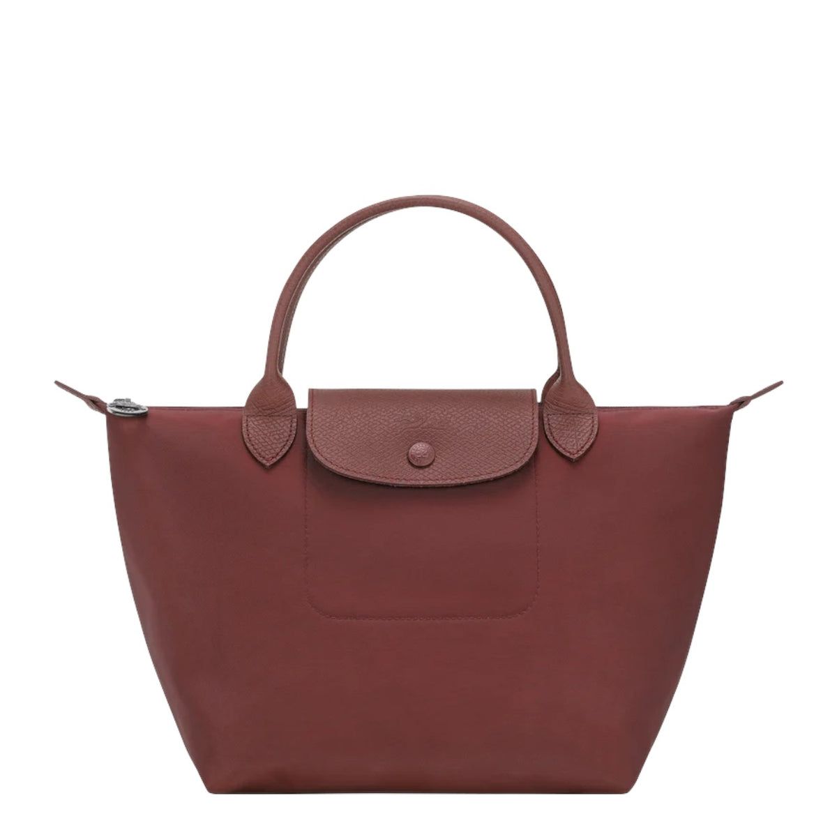 Lieblingstasche Le Pliage One Handtasche S, a small, reddish-brown leather handbag with a textured flap and button closure.