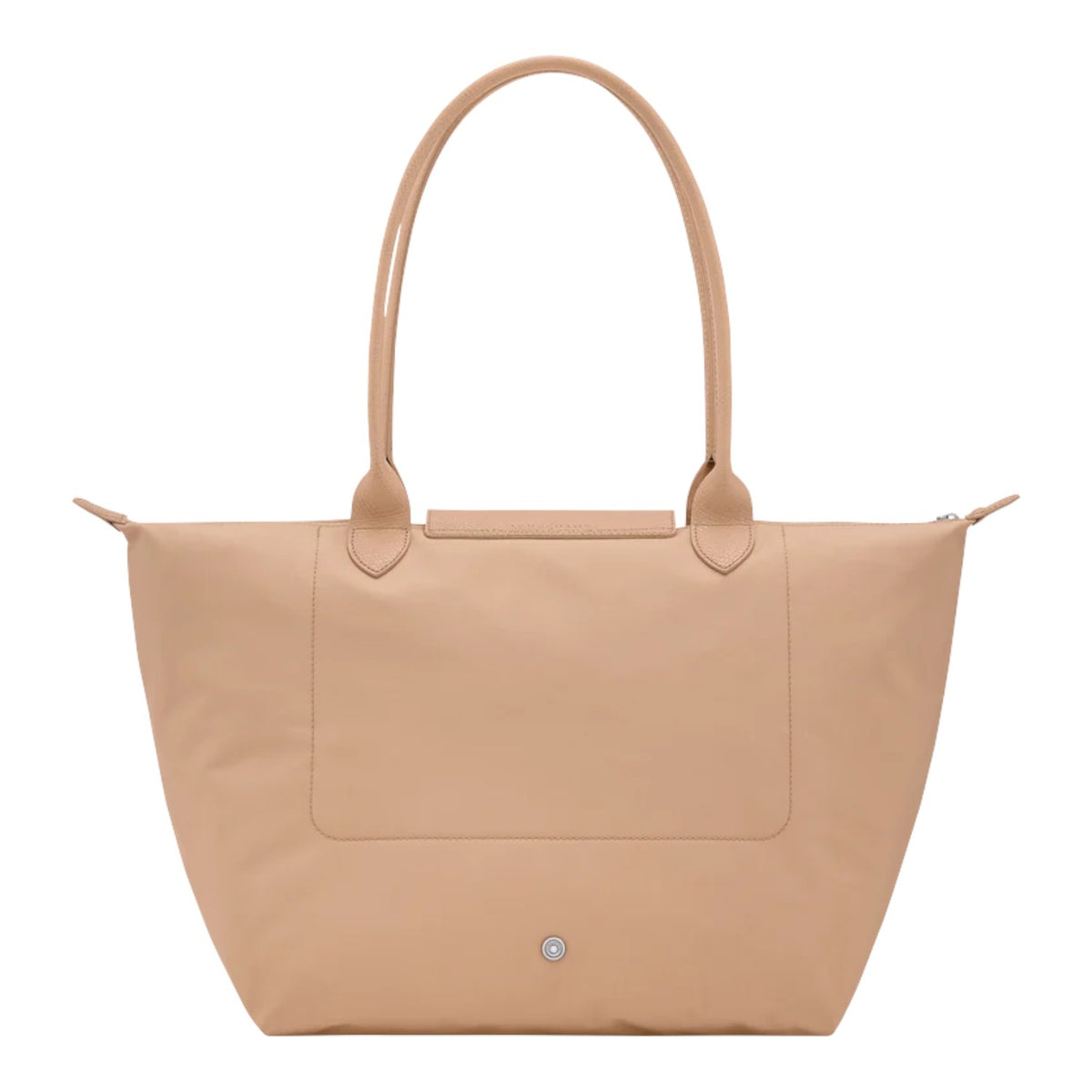 Lieblingstasche Le Pliage One L tote bag in beige nylon with leather handles and trim. Features a front pocket and zip closure.